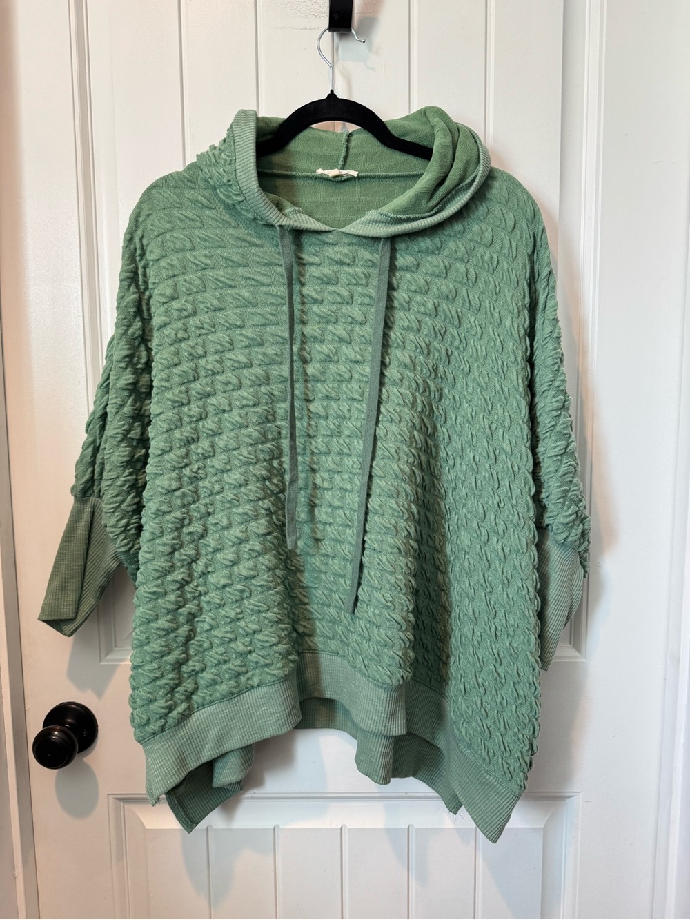 easel Puffed Texture Sage Green Cowl Hoodie Sweater Medium